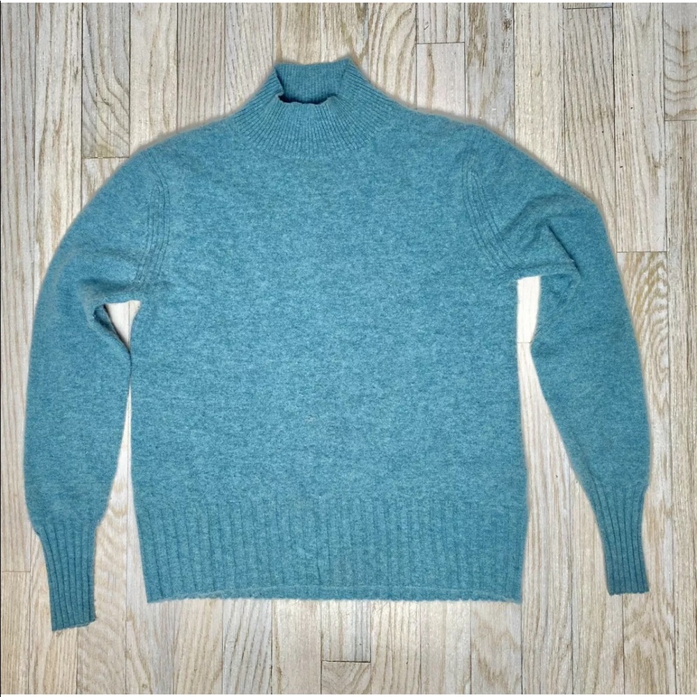 J. Crew Womens Cashmere Blue Green Turquoise Mock Neck Sweater Small